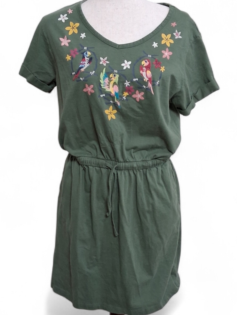 Disney Parks The Enchanted Tiki Room Green Parrot Dress Sz S
